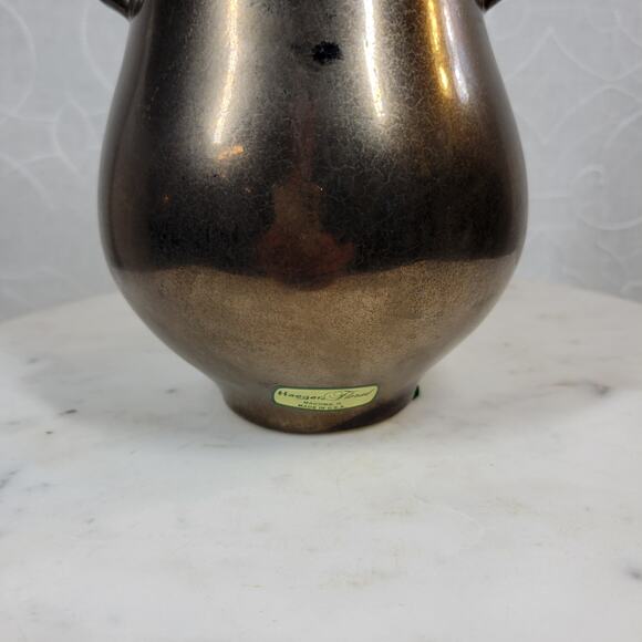 Vtg Haeger Floral Vase 8" Brown Gold Metallic Finish Ceramic Retro Home Decor - Picture 9 of 13